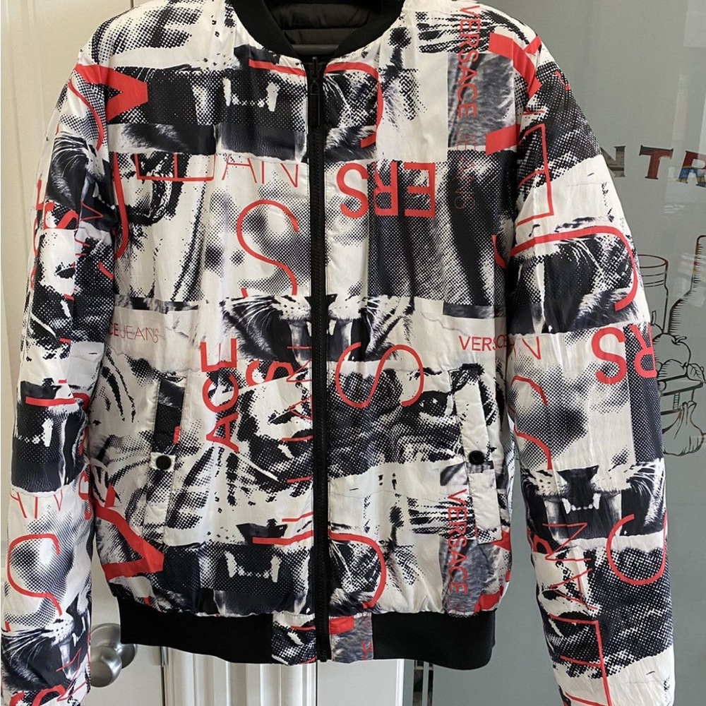 Versace Jeans Collection Black and White Bomber Jacket